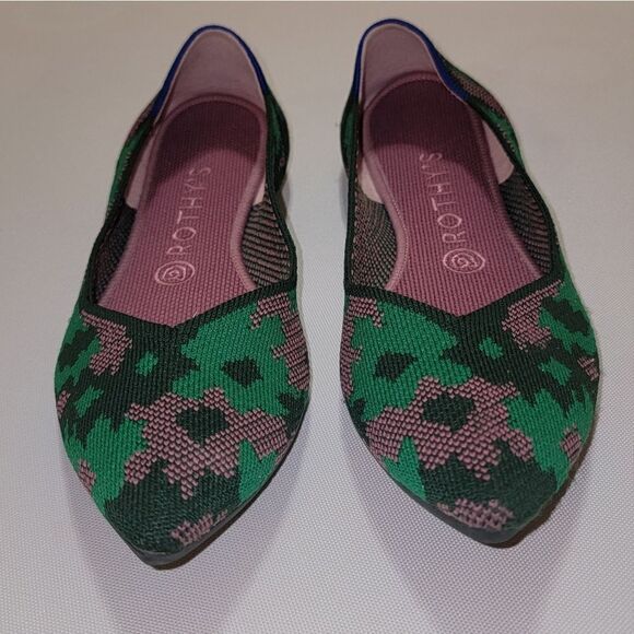 Rothy's Green Botanicamo Camo Point Toe Ballet Flat Shoes Sz 9 • Rare & Retired - Picture 5 of 16